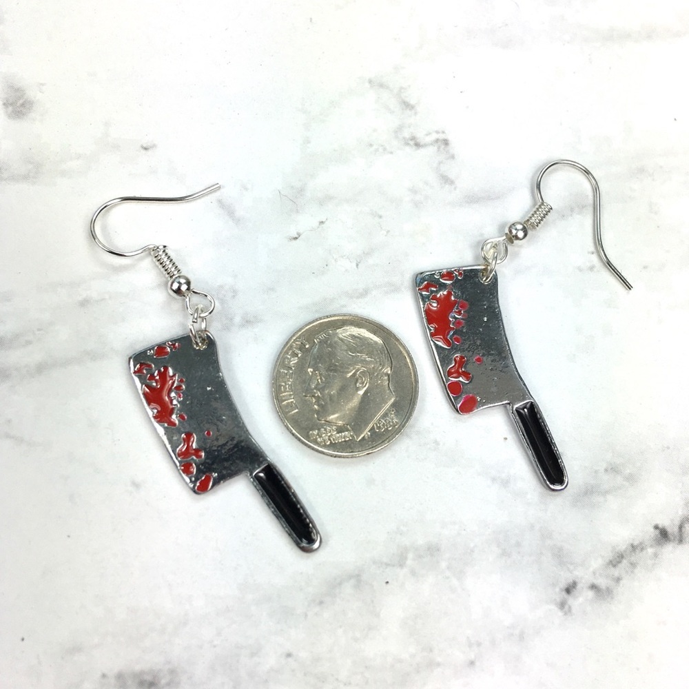3 for $15 Bloody Cleaver Dangle Earrings - Picture 3 of 5